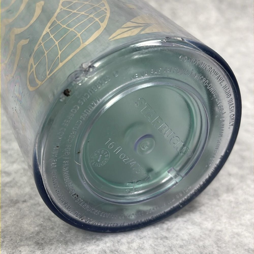 Starbucks 2020 Gold Mint Blue Mermaid Siren Clear Cold Cup Tumbler 16 fl oz - Picture 4 of 6